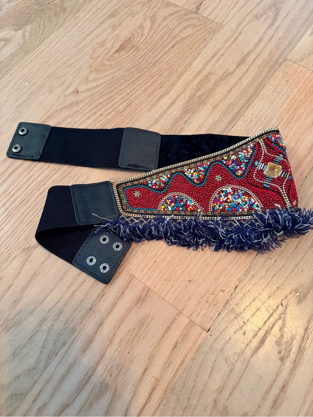 Bohemian Beaded Fringe Waist Belt - Red- stretch style - Picture 4 of 4